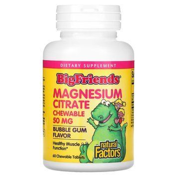 Natural Factors Big Friends Magnesium Citrate 50 mg, 60 жувальних таблеток CN16734 фото