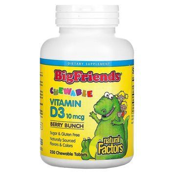Natural Factors Big Friends Vitamin D3 400 IU, 250 жевательных таблеток E342BBDFF202 фото