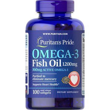 Puritan's Pride Omega 3 Fish Oil 1200 mg, 100 капсул DE11AA128A83 фото