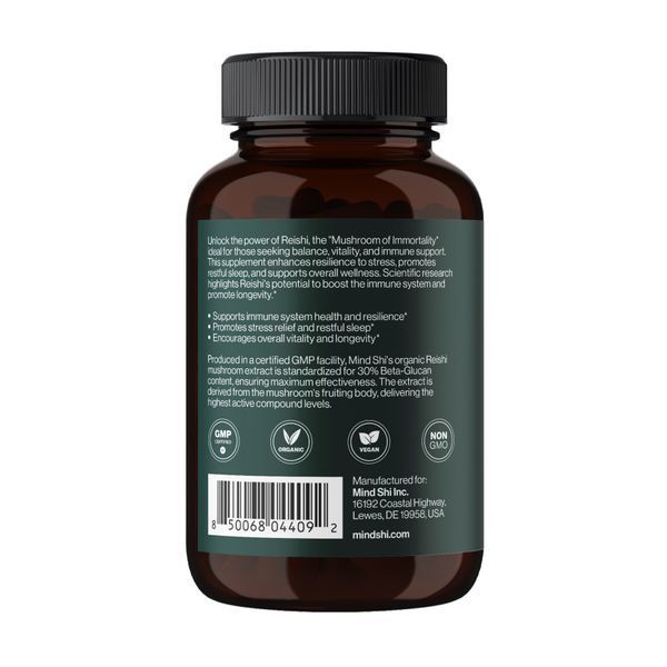 Reishi Mushroom 1000 mg - 60 vegcaps (Повреждена крышка) 2023-10-7970 фото
