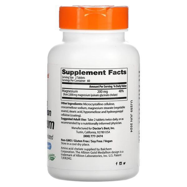 Doctor's Best Magnesium 100 mg, 120 таблеток CN11068 фото