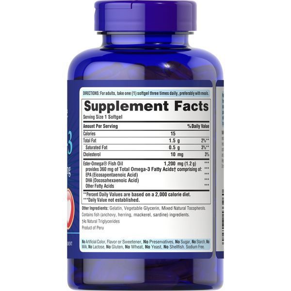 Puritan's Pride Omega 3 Fish Oil 1200 mg, 100 капсул DE11AA128A83 фото