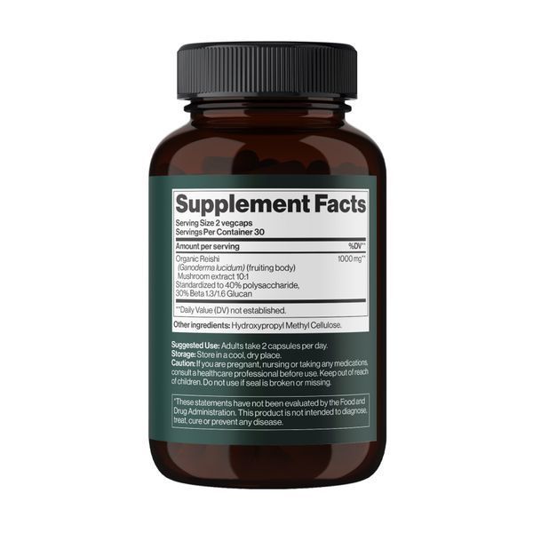 Reishi Mushroom 1000 mg - 60 vegcaps (Повреждена крышка) 2023-10-7970 фото