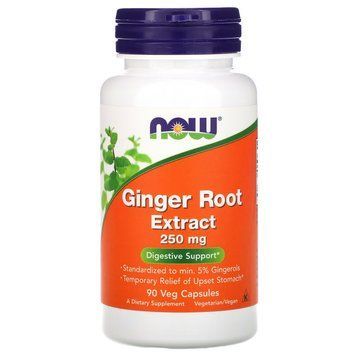 NOW Ginger Root 250 mg, 90 вегакапсул CN11511 фото
