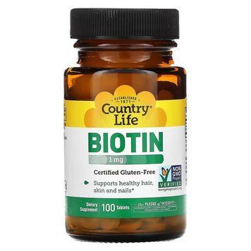 Country Life Biotin 1 mg, 100 таблеток CN13275 фото