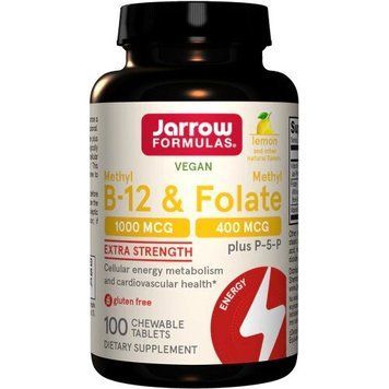 Jarrow Formulas Methyl B-12 & Methyl Folate 1000 mcg/400 mcg, 100 жевательных таблеток - Лимон CN13790-1 фото
