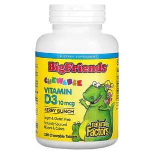 Natural Factors Big Friends Vitamin D3 400 IU, 250 жувальних таблеток CN16736 фото