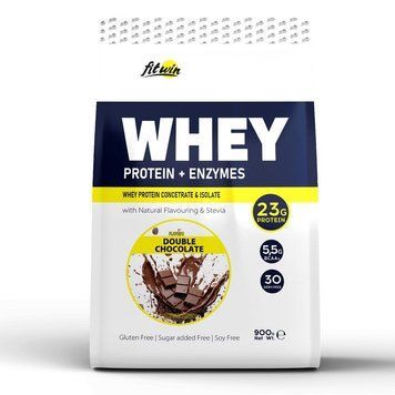 FitWin Whey Protein + Enzymes, 900 грамм - Двойной шоколад CN14872-1 фото