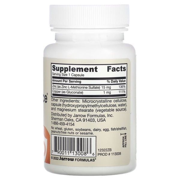 Jarrow Formulas Vegan Zinc Balance, 100 капсул CN8243 фото
