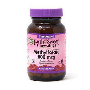 Bluebonnet Nutrition Earth Sweet Chewables Methylfolate 800 mcg, 90 жевательных таблеток CN5116 фото