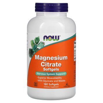 NOW Magnesium Citrate, 180 капсул CN11532 фото