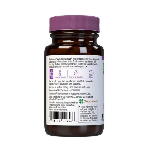 Bluebonnet Nutrition Cellular Active Methylfolate 400 mcg, 60 вегакапсул CN14428 фото