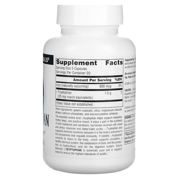 Source Naturals L-Tryptophan 500 mg, 60 капсул CN12503 фото