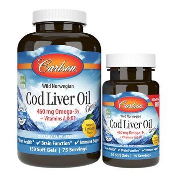 Carlson Labs Cod Liver Oil Gems, 150+30 капсул CN6988 фото