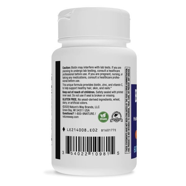 Nature's Way Biotin Forte with Zinc, 60 таблеток CN14489 фото