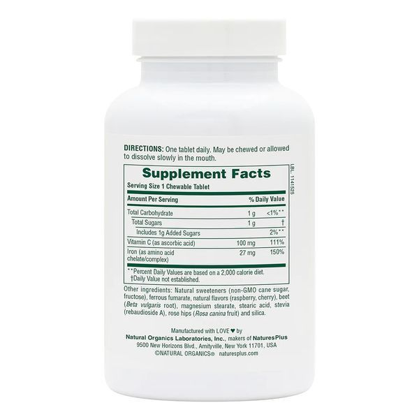 Natures Plus Chewable Iron, 90 таблеток CN11743 фото