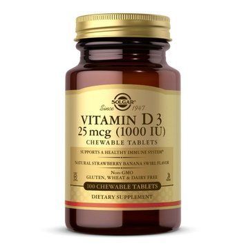 Solgar Vitamin D3 25 mcg, 100 жувальних таблеток CN6158 фото
