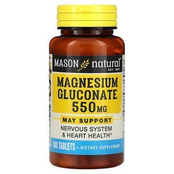 Mason Natural Magnesium Gluconate 550 mg, 100 таблеток CN13483 фото