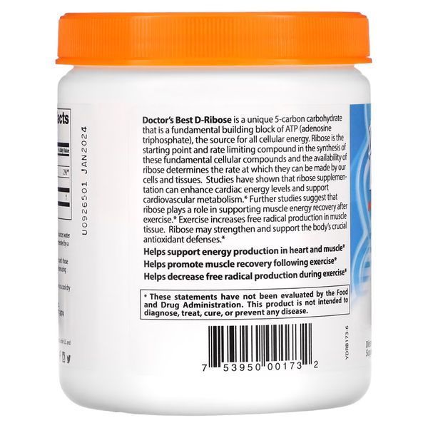 Doctor's Best Pure D-Ribose Powder, 250 грам CN11418 фото